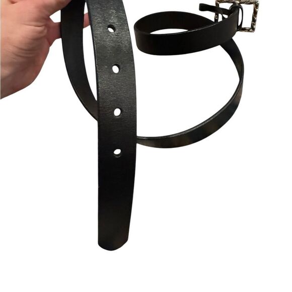 J.Crew Womens Classic Italian Leather Belt Twisted Buckle Black M - Picture 6 of 7